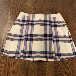 Tory Sport Cream Plaid Skirt with Navy & Soft Pink